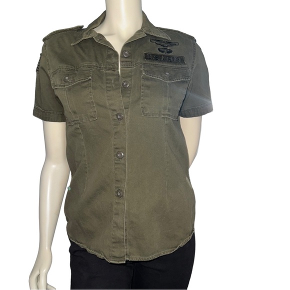 Free Base Vintage Green Olive Short Sleeve US ARMY Blouse Size L - Picture 16 of 16